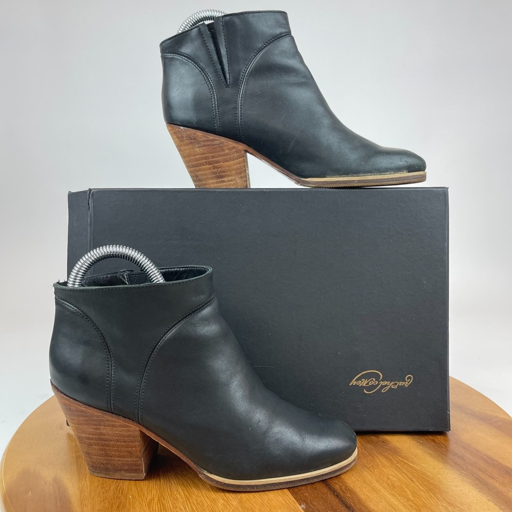 Womens Rachel Comey Mars Black Leather Heeled Ankle Booties Boots Size 6.5 M GUC